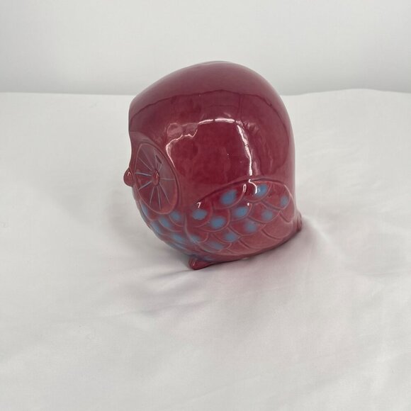 Ceramic Owl Statue By Garden Place Red & Blue 6.5" X 6.5" X 6.5" Home Decor - Picture 4 of 6
